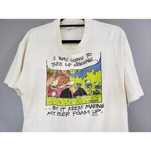 Vintage Frank And Ernest T-Shirt 1972 Jogging‎ Making My Beer Foam Up XL